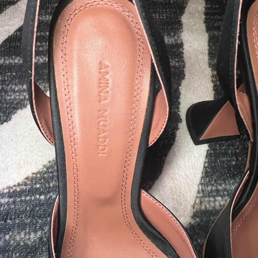 Amina Muaddi Satin Crystal Slingback - Picture 2 of 4